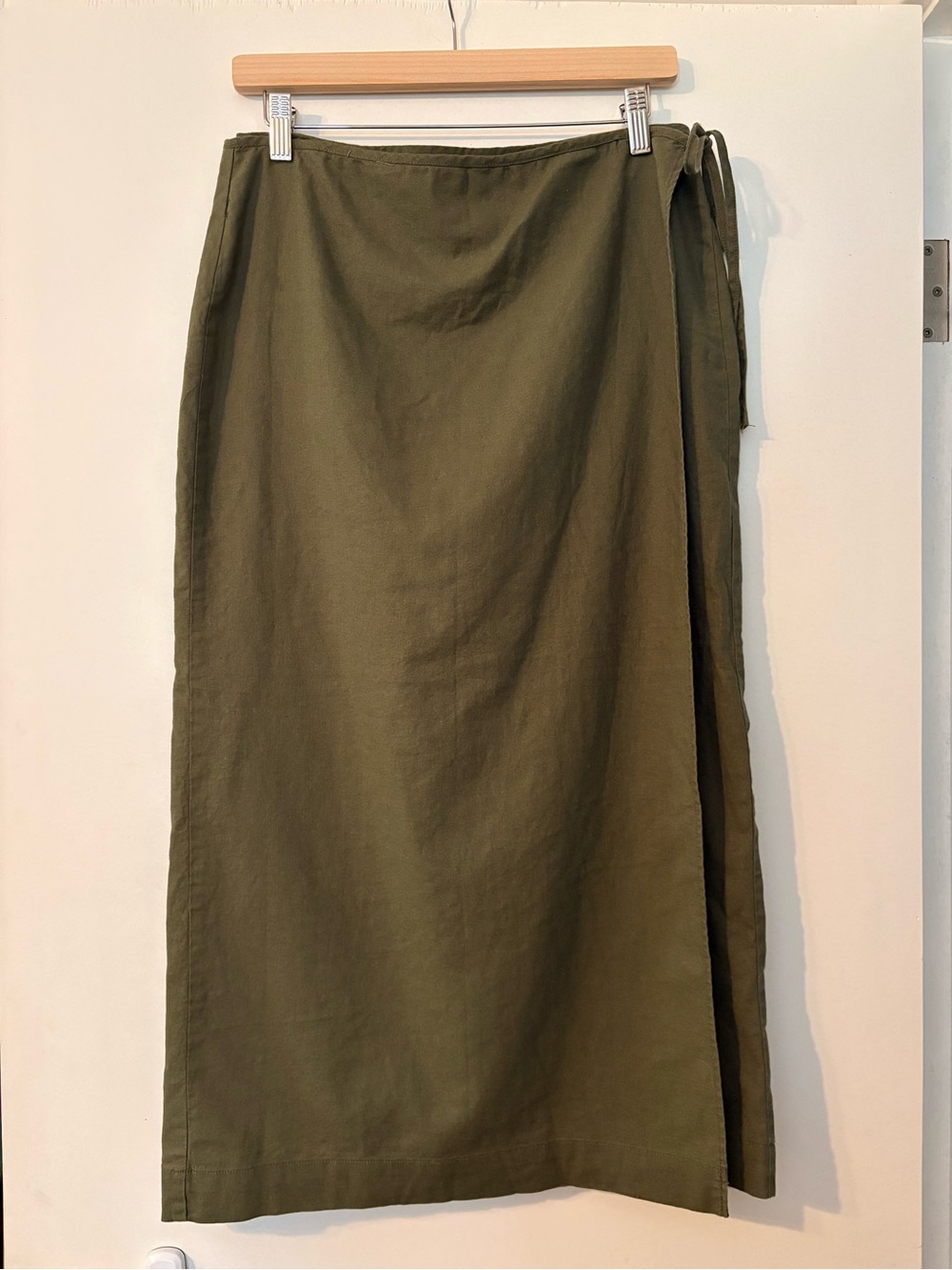 Joe Fresh Linen/Cotton Blend Olive Green Wrap Skirt